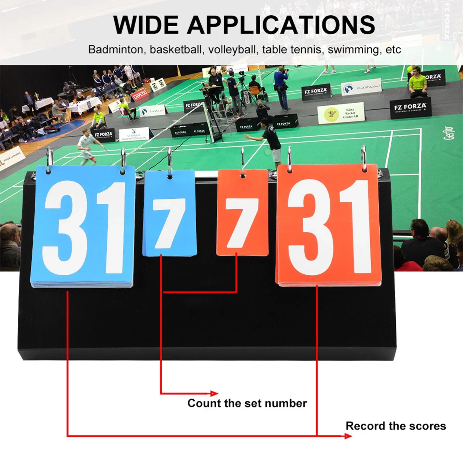 Badminton Scoreboard - 4-cijferig scorebord voor sportcompetitie voor tafeltennis,